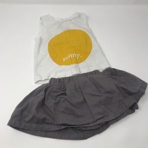 Tiny Tribe Infant Girl Tank Top Skirt Set Grey
